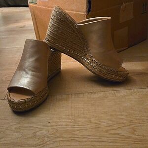 Karl Lagerfeld open toe wedge heel shoes. Size 8, Leather Uppers